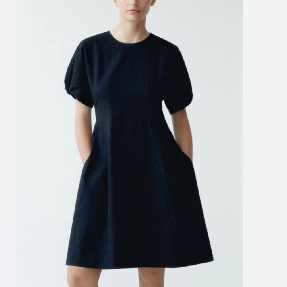 COS Cotton Puff Sleeve Seersucker dress, 4